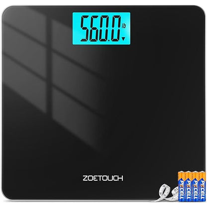 560lbs Scale for Body Weight with Ultra Wide Platform 12.2 x 12.9 inch and Large Backlit LCD Display Accurate Digital Bathroom Weighing Scales with High Capacity Over 500 lbs for Heavy People