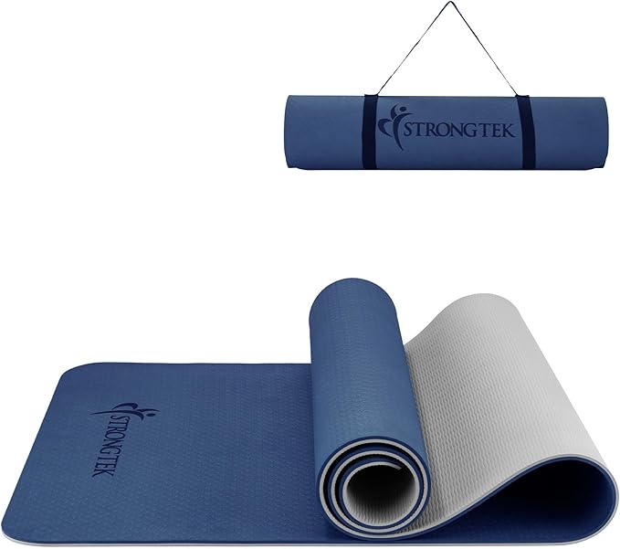 StrongTek Eco-Friendly Cork Yoga Mat, 7mm Thick, 72"x24", Cork+TPE, 2 lbs, Non-Slip, Lightweight & Cushioned Mat for Hot Yoga, Pilates & Home Fitness, Durable Surface with Natural Grip and Carry Strap