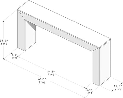 Plank+Beam Grand Console Table, 66 Inch Modern Solid Wood Sofa Table, Narrow Entryway Table for Hallway, Behind The Couch, Living Room, Foyer, Pecan Wirebrush