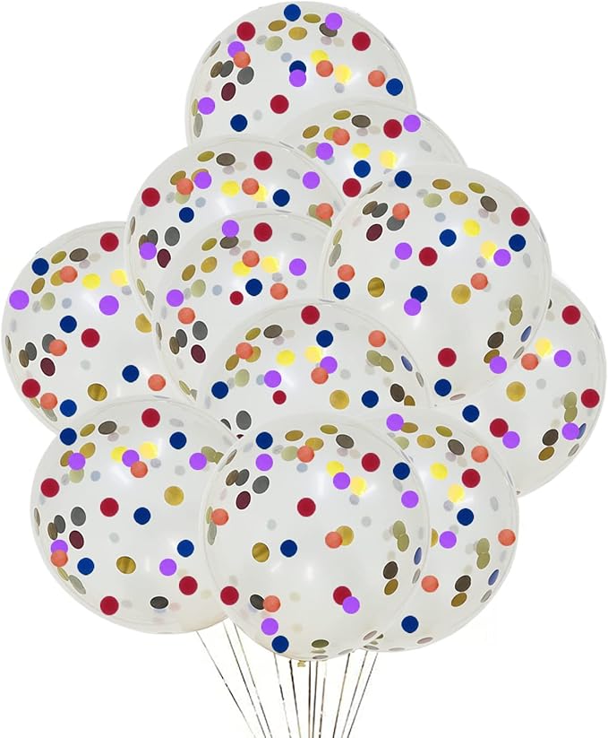 Rainbow Confetti Balloons,12 Inches 25pcs Rainbow Multicolor Balloons,Latex Balloons with Rainbow Foil Confetti Balloons for Birthday Wedding Party Baby Shower Decoration Engagement Party Decorations
