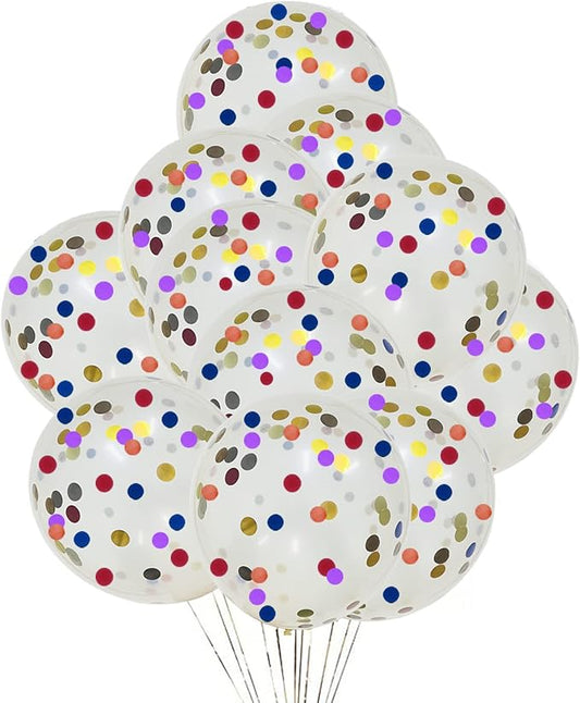 Rainbow Confetti Balloons,12 Inches 25pcs Rainbow Multicolor Balloons,Latex Balloons with Rainbow Foil Confetti Balloons for Birthday Wedding Party Baby Shower Decoration Engagement Party Decorations