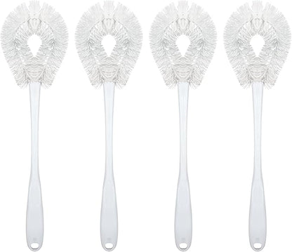 LOLA Toilet Bowl Brush w/Curved Head, 4 Pack, Coated Wire, Durable Poly Bristles, Reaches Under Toilet Bowl Rim