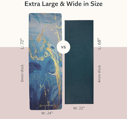 TPE Yoga Mat - Artist Designed, Premium eco friendly mats, Non Slip, Non toxic, Great For Regular & Hot Yoga, Pilates and Workouts (72 inch x 24 inch x 6mm thick)