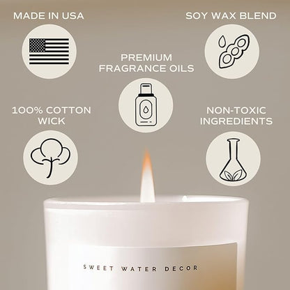 Sweet Water Decor Hot Cocoa + Peppermint Soy Candle | Chocolate, Peppermint, and Vanilla Holiday Scented Candles for Home | 11oz White Jar + Wood Lid, 50+ Hour Burn Time, Made in The USA