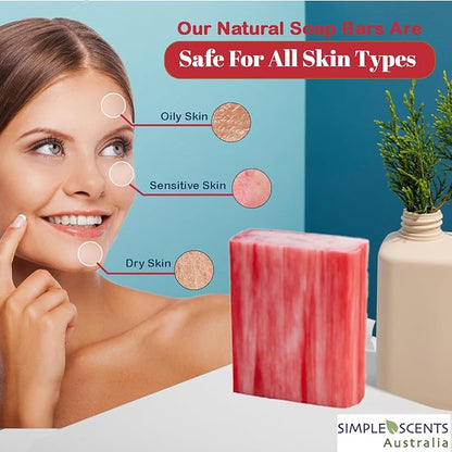 Melon Strawberry Scented Natural Soap Bars (12 Bars), 3.5oz Moisturizing French Triple Milled Soap Bars Enriched with Shea Butter - Pure Plant Oil Bath & Body Soaps