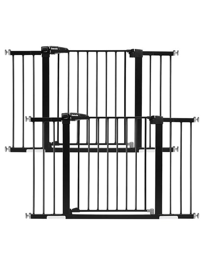 Babelio Baby Gate for Doorways and Stairs, 29-48" Auto Close Dog Gate PressGuard P7, Easy-Install Pressure Mounted Satey Door, No Drilling Safety Gate for Child and Pets, 2 Pack, Black