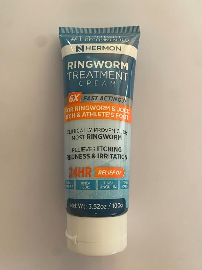 Hermon Powerful Antifungal Ringworm Cream - Effective Treatment for Stubborn Ringworm, Jock Itch, Eczema, Tinea Versicolor, Athlete's Foot - for Adults and Kids - 100ml (2 Pack)