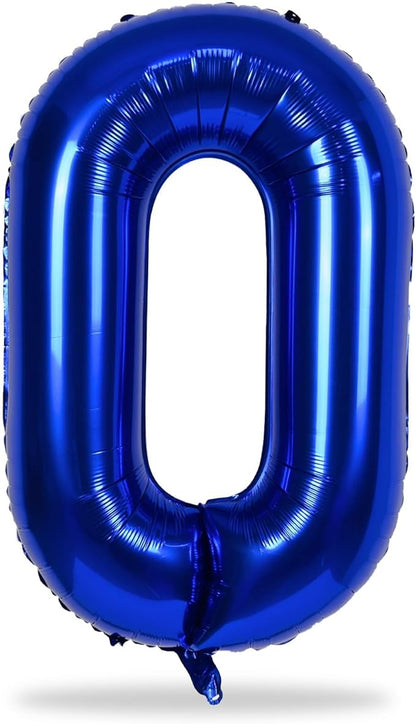40 Inch Balloon Number 0 Navy Blue, Large Foil Dark Blue Number Balloons Set 0-9, Royal Blue Digital 0 Helium Balloons for Boys 10th 20th Birthday Anniversary Party Decoration Supplies