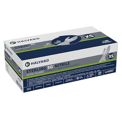 HALYARD Sterling SG Nitrile Powder-Free Exam Gloves, 3.7 mil, 9.5", Gray, X-Small, 41657 (Case of 2500)