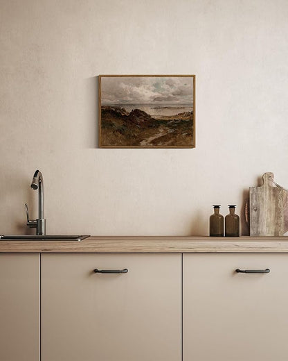 InSimSea Framed Canvas Wall Art Vintage Decor, Room Decor Coastal Landscape Wall Art Paintings Prints, Home Decor Wall Art for Living Room, Farmhouse Office Bathroom Decor, 12"x16"