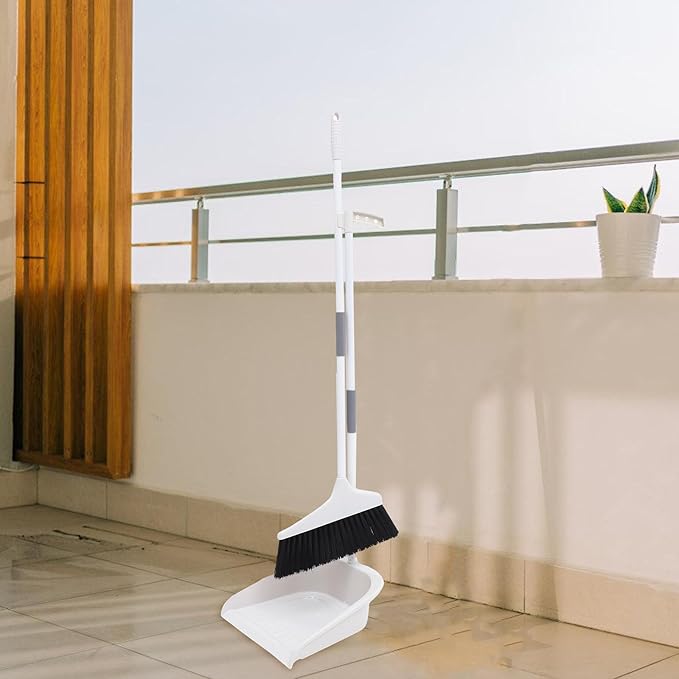 Broom and Dustpan Set Cleaning Broom Set Stable Dustpan and Long Handle for Lobby and Kitchen