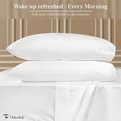 URBANHUT 800 Thread Count Egyptian Cotton Sheets California King Size, Long Staple Sheets Set for Cal King Bedding, 4 Pc Bed Sheet Sets, Luxury Hotel Sateen Sheets Fits 16" Deep Pocket - White