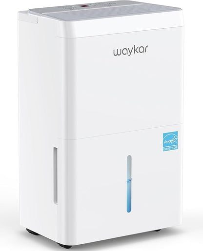 Waykar 80 Pint 2025 Energy Star Dehumidifier for Home, Basement, Large Rooms up to 5,000 Sq. Ft. - Auto Defrost, Ultra Quiet(40 dB), Auto Comfort Mode, with Drain Hose & Water Tank