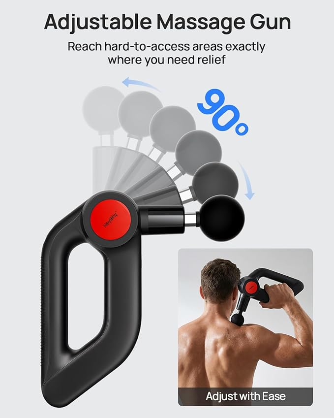 Massage Gun Deep Tissue with Heat Therapy, 12mm Amplitude Muscle Massager for Athletes, 5 Speeds & 4 Modes Massager Gun for Neck Back Shoulder Leg Pain Relief - Ideal Gift for Men, Black