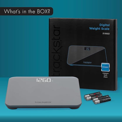 Trackstar Smart Wide-Platform Digital Weight Scale | 550 lb Weight Capacity | Trackstar Monitoring App | Bluetooth iOS & Android Compatible | Measure, Track, and Share Results