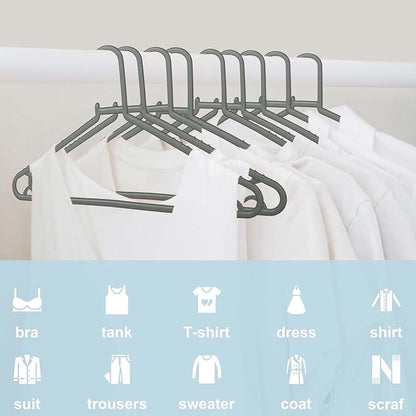 Plastic Hangers 50 Pack, Light Weight Durable Clothes Hangers with Hooks Standard Size G-Shape&Non-Slip Coat Hangers for Everyday Use (Grey)