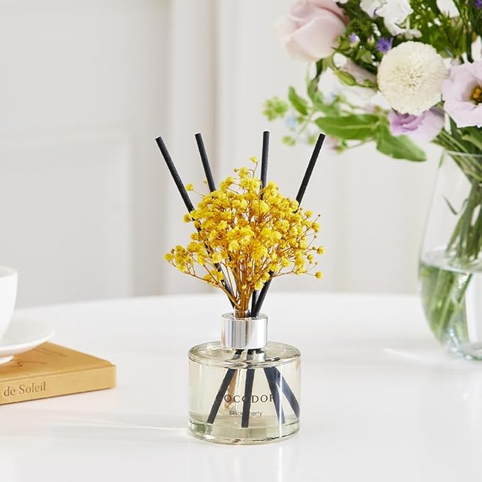 COCODOR Flower Reed Diffuser Set / 6.7oz / La Tulip Garden/Scent Diffuser with Sticks Home Fragrance Reed Diffuser for Bathroom Shelf Decor
