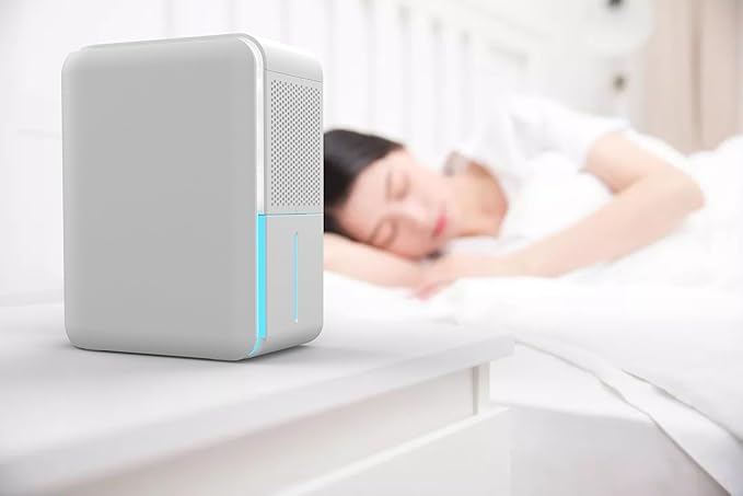Dehumidifier, Humidifier & Air Filtration & aroma diffuser 3 in 1-1000ml Tank, Auto Humidity Control, ≤45dB Quiet, 7-Color LED for Bedroom/RV/Office (350 sq.ft)