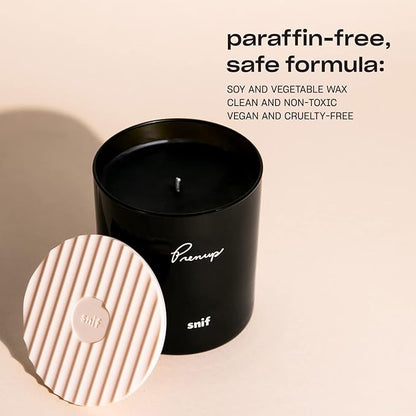 Prenup Luxury Scented Candle by Snif, Musky and Smooth Scent, 50+ Hours, 100% Cotton Fiber Wicks, Soy Wax Blend, Non-Toxic, Vegan, 8.5 oz