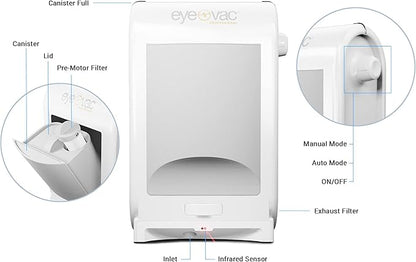 EyeVac Pro Touchless Vacuum Automatic Dustpan - Ultra Fast & Powerful - Great for Sweeping Salon Pet Hair Food Dirt Kitchen, Corded Canister Vacuum, Bagless, Automatic Sensors, 1400 Watt (White)