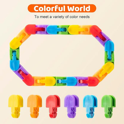 30pcs Rainbow Party Favors , Bulk Wacky Track Fidgets Toys Snap and Click ,Goodie Bag ,Prizes,Back to School Birthday Students Classroom Fidgets Stocking Stuffers Gift for Kid Teen