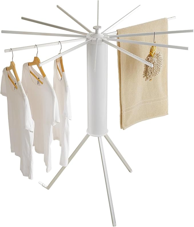 JOOM Tripod Clothes Drying Rack, Garment Rack Portable and Foldable Space Saving Laundry Drying Rack - Drying Rack Clothing Floor Folding Balcony Bedroom Household Aluminum