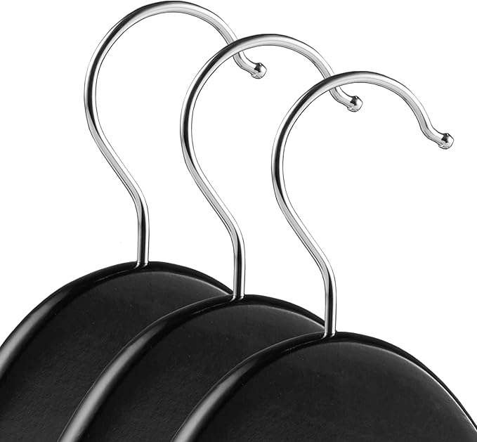 Casafield - 40 Black Wooden Suit Hangers - Premium Lotus Wood with Notches & Chrome Swivel Hook for Dress Clothes, Coats, Jackets, Pants, Shirts, Skirts