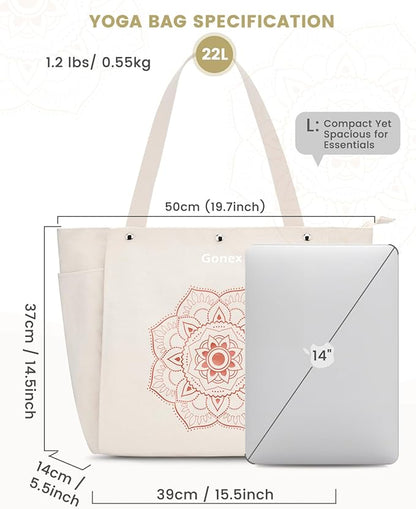 Gonex Yoga Mat Bag, Yoga Gym Bag Tote Bag with Multi Pockets For Women Men, Canvas Yoga Mat Carrier Take in Out Mat Easily For Pilates Travel Workout Office