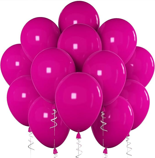 Hot Pink Balloons, 12 Inch 30 Pcs Bright Neon Pink Party Balloon Magenta Fuschia Helium Balloon for Women Girls Birthday Princess Wedding Bridal Shower Summer Wedding Party Decor