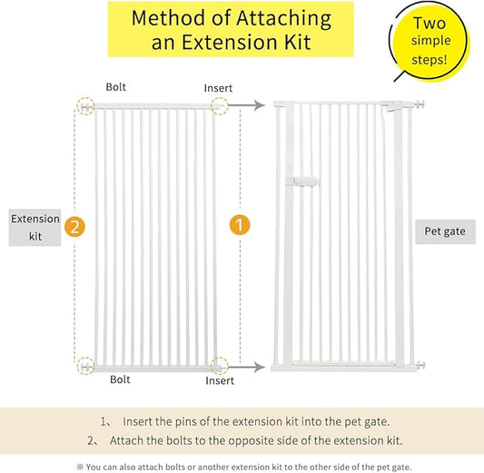Lumizone Extra Tall Cat Gate Extension Kit 55.12" High Pressure Mounted 2025 New 29.52" Extra Wide 1.37" Gap No Drilling Tall Pet Gate for Dogs (White, 55.12" H x 29.52" W, Extension)