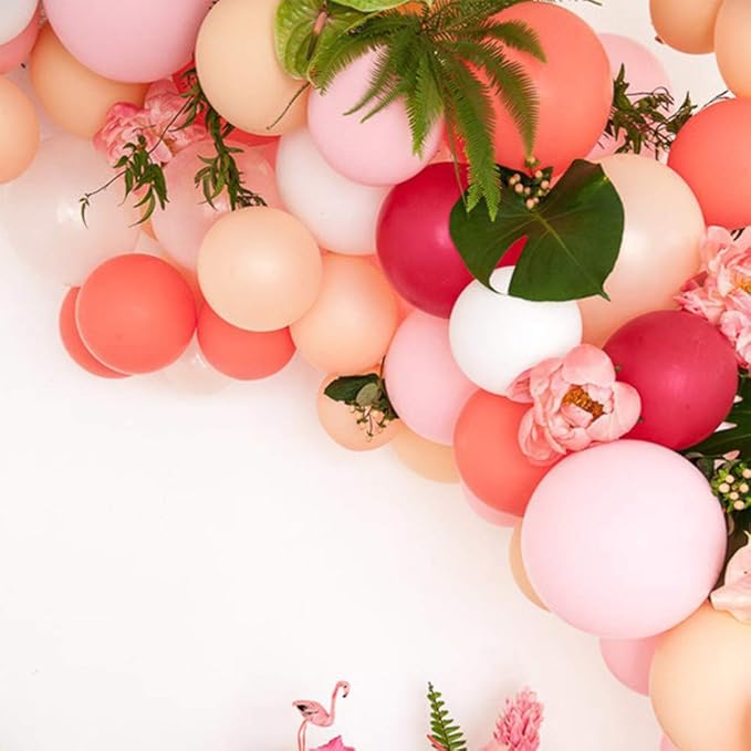 KALOR 12 Inch Coral Red Balloons, 50 Pcs Latex Helium Balloons for Kid's Birthday Party, Baby Shower, Wedding, Graduate Party Decorations