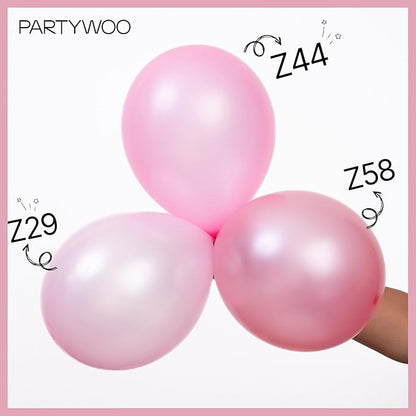 PartyWoo Light Pink Balloons 50 pcs 12 Inch Pearl Pastel Baby Pale Pink Latex Helium Balloons for Baby Shower Gender Reveal Valentine's Day Wedding Princess Birthday Party Decorations Pink-Z29