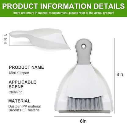 Mini Broom and Dustpan Set, Small Handheld Dustpan with Cleaning Brush, Compact Cleaning kit for Home, Car, Sofas, Kitchen, Keyboard, Countertop, Pet Cleaning