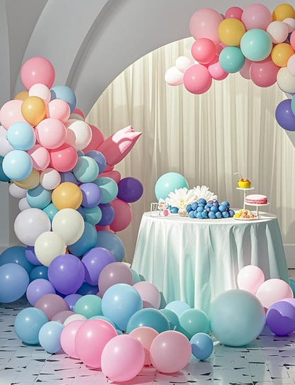 Pastel Macaron Balloons 100 Pack, 12 Inch Latex Helium Rainbow Balloons Garland with Assorted Colors for Birthdays Weddings Baby Showers Graduation Arch Party Decorations