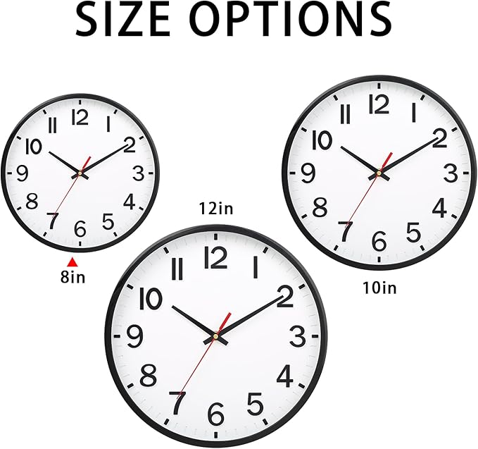 Wall Clocks Battery Operated 8 inch Modern Wall Clock,Silent Non Ticking Wall Clock for Living Room Bedroom Kitchen Office Classroom Decor (White and Black)