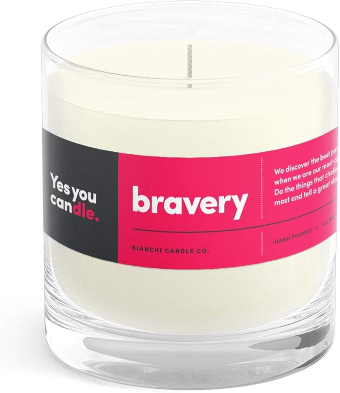 Bravery, Citrus &Sage, Highly-Scented, Inspirational Soy Candle, Made in USA, Great Message, Pure Essential Oils, Aromatherapy, 8 oz