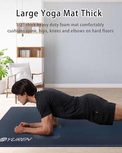 Yoga Mat Thick Wide Yoga Mats for Women Men Large Exercise Mat 78"x35" 1/2 Inch Workout Mat for Home Gym, with Carrying Yoga Bag