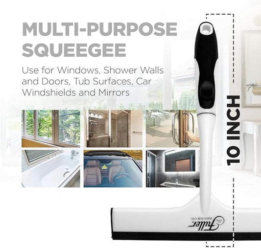 Fuller Brush Easy Grip Handheld Squeegee - for Shower Walls, Doors, Tub Surfaces, Windows, Mirrors & Vehicle Windshields - ThermoPlastic Rubber Blade - Comfort Grip Handle with Built-in Finger Groove