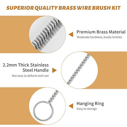 12-Pieces Brass Wire Brush Stainless Steel Wire Brush Set 12" Long Wire Bottle Brush Tube Cleaning Brush Metal Wire Brush for Tubes, Cylinders, Bottles, Auto Parts (6mm/8mm/10mm/15mm/18mm/20mm)