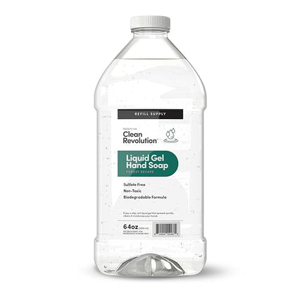 Clean Revolution Liquid Gel Hand Soap, Silky Rich Liquid, Quick Lather, Fast Rinsing, Contains Real Essential Oils (Forest Escape) 64 Fl Oz