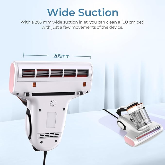 J300 Lite Mattress Vacuum Cleaner，Bed Vacuum Cleaner with Dust Sensor with 253.7nm UV-C Light，Ultrasonic and High Heating Multifunctional Handheld Vacuums for Bed, Sofa, Couch （Corded）