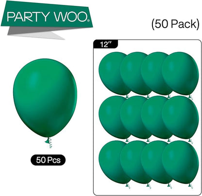 PartyWoo Dark Green Balloons 50 pcs 12 Inch and 120 pcs 5 Inch Hunter Emerald Forest Green Latex Helium Balloons for Graduation Christmas Mardi Gras Jungle Safari Birthday Party Decorations Green-F14