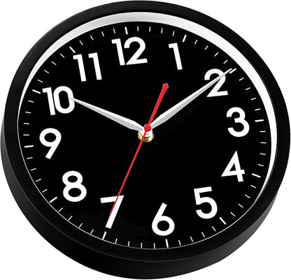 AKCISOT Wall Clock Modern Black Silent Non Ticking Wall Clocks Battery Operated 12 Inch, Small Analog Classic Clock Decorative for Bedroom, Kitchen, Home Office, Bathroom, School, Living Room