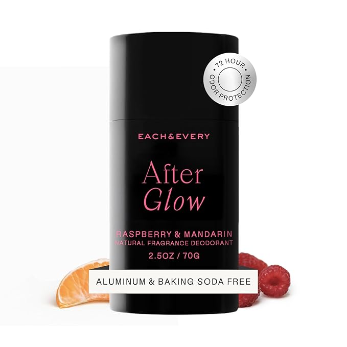 Each & Every Aluminum Free Deodorant for Women & Men - All Natural Deodorant for Sensitive Skin, EWG Verified - Clean, Baking Soda-Free, Plant-Based Fragrance, Raspberry & Mandarin, 2.5oz