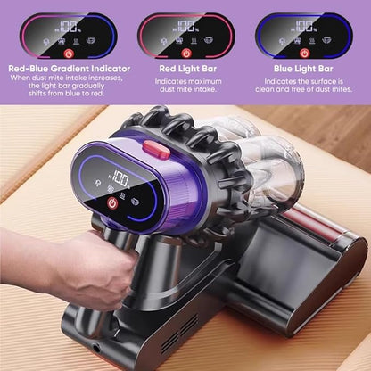 Powerful UV Bed Vacuum Cleaner | Mattress Vacuum Cleaner with Hot Air | 14kPa Suction Power with HEPA Filtration | High-Frequency Tapping & Smart Dust Sensor for Bed, Couch and Fabric Cleaning