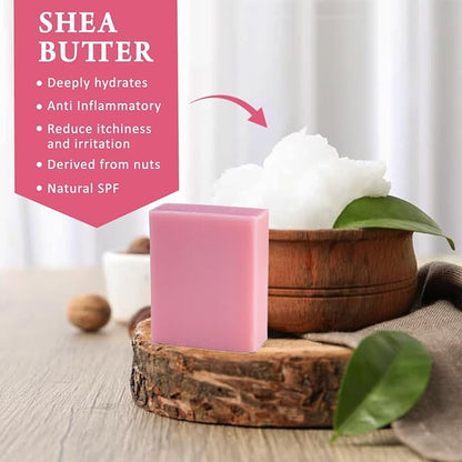 Rose Scented Natural Soap Bars (12 Bars), 3.5oz Moisturizing French Triple Milled Soap Bars Enriched with Shea Butter - Pure Plant Oil Bath & Body Bars