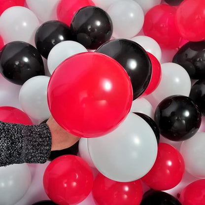 300 Pack Red Black and White Balloons - 5 Inch Mini Red Black and White Latex Small Balloons - 100 of Each Colors for Party Balloons Arch Wreath Assorted Colors Decorations