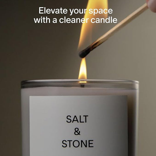 SALT & STONE Scented Candle for Women & Men | Hand-Poured, Aromatic & Fragrant | Coconut & Soy Blend Wax | 100% Cotton Wick | Long-Lasting 50 Hour Burn Time (8.5 oz) (Santal & Vetiver)