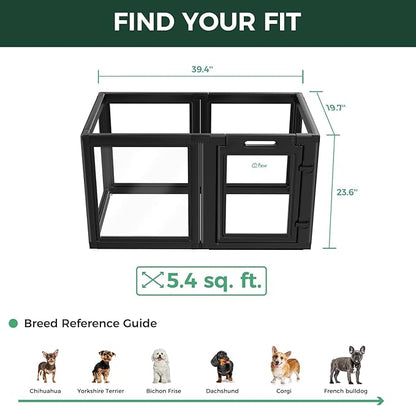 FXW AuraSpace Acrylic Indoor Dog Playpen for Puppies and Small Dogs, 24 Inch, 6 Panels, Black