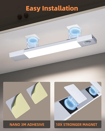 EZVALO 6 Pack Led Under Cabinet Lighting Wireless with Charging Station, 7’’Rechargeable Motion Sensor Light Indoor, 3 Color Dimmable Motion Activated Cabinet Lights for Kitchen Bookshelf, Stair